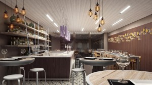 visualización 3D interior restaurante
