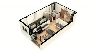 sección 3D de un duplex